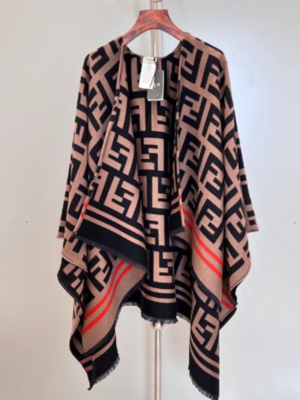 FENDI Roma Fall 2024 Reversible Shawl Brushed Poncho Scarf Wrap
